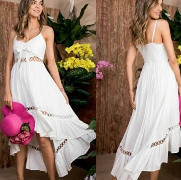 White Cutout Detail Dress - Picture 2 of 6